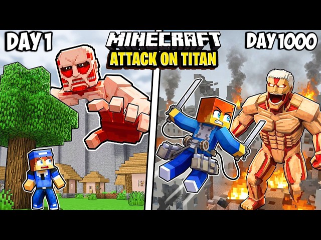 I Survived 1000 Days in ATTACK ON TITAN in Minecraft