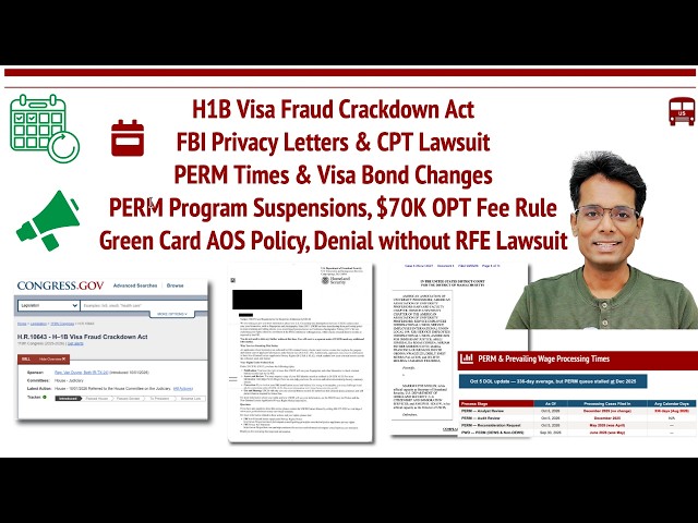 H1B Visa Fraud Crackdown Act, FBI Privacy Letters, CPT Lawsuit & PERM Times | Weekly Roundup