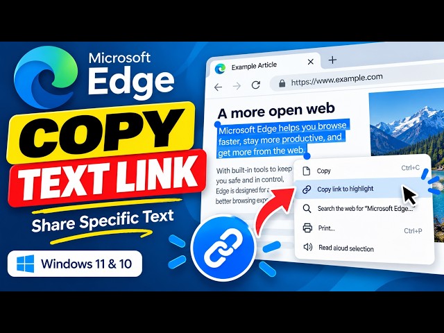 How to Copy a Link to Highlighted Text in Microsoft Edge | GearUpWindows Tutorial