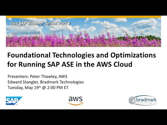 SAP ASE Webinar Series - Part 3: Running SAP ASE in the AWS Cloud