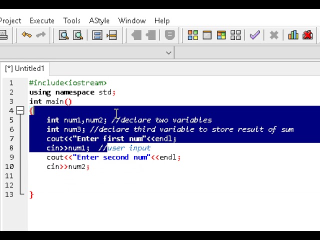 How to Sum of two variables example c++ step by step