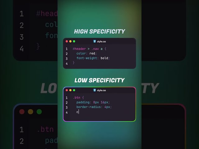 Master CSS Specificity! High vs Low explained. 🚀💡 #CSS #Frontend #CodingTips