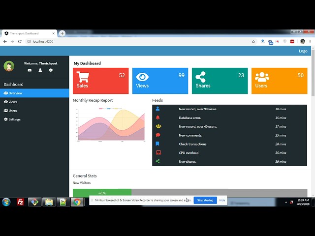 Angular 9 Admin Dashboard Template Working Example Part 2
