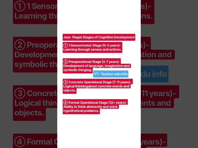 Jean Piaget Stages of Cognitive Development || CTET IMPORTANT