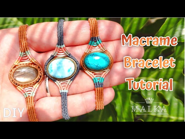 Macrame Unisex Bracelet Tutorial DIY Stone Macrame Bracelet