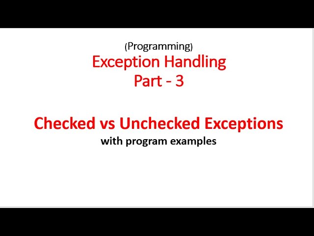 Exception Handling Part 3 - Checked vs Unchecked Exceptions - Hindi
