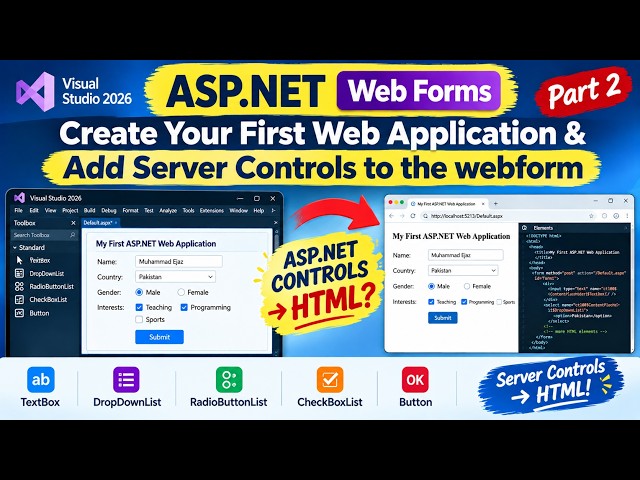 Create Your First ASP.NET Web Forms App | TextBox, DropDownList, RadioButtonList & More