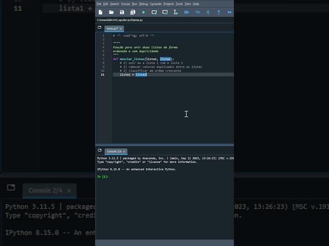 Python - Def para mesclar listas, remover duplicidades e ordenar  #programação #programação