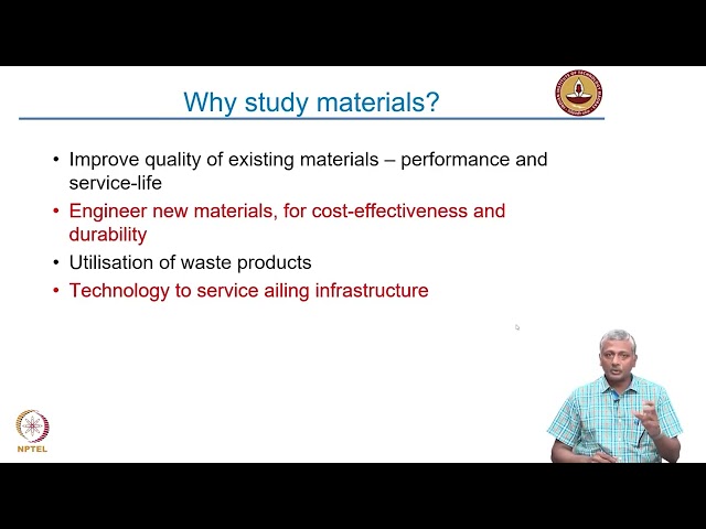 Introduction to Construction Materials (Part 1) #ch23sp #swayamprabha