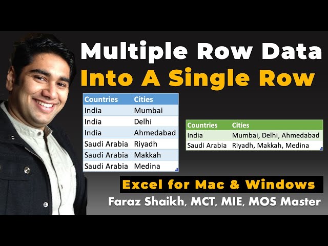 Combine Multiple Row Values in One Cell (Excel for mac & windows)