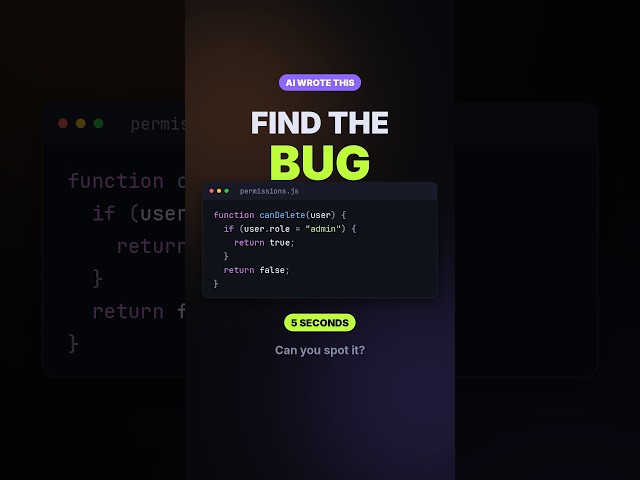 AI wrote this admin check. Find the bug in 5 seconds #ai #javascript #coding #frontend