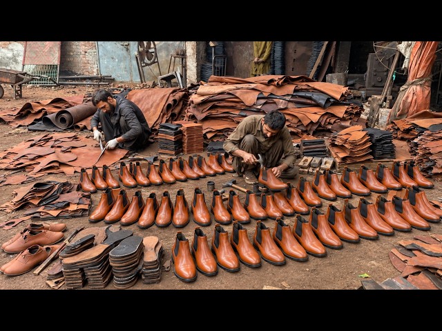 The Process of Making Chelsea Boots in an Old Factory | Amazing Leather Shoes Manufacturing Process