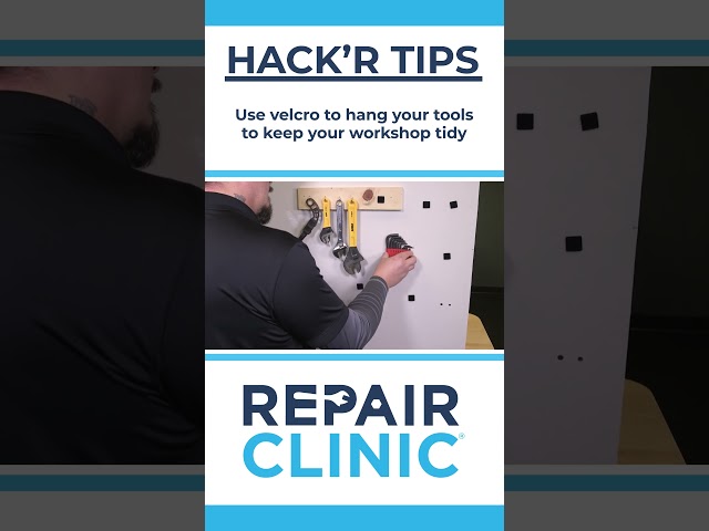 HACK'R TIPS - Use velcro to hang your tools to keep your workshop tidy.