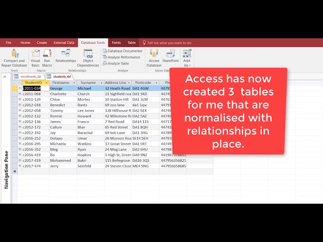 Normalising data in access