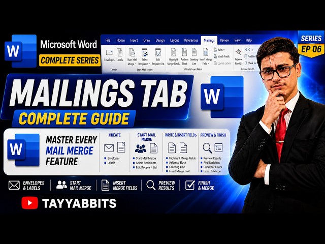 Microsoft Word Mailings Tab Explained 🔥 Mail Merge Complete Guide | EP 06