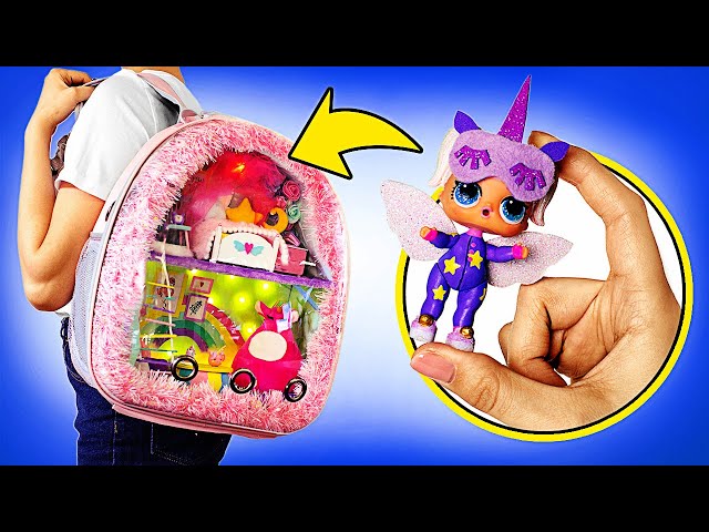 ¡HAZLO TÚ MISMO! ¡Mochila Vieja Convertida en Casa de Muñecas || 6 Casas de Muñecas en Miniatura🏠