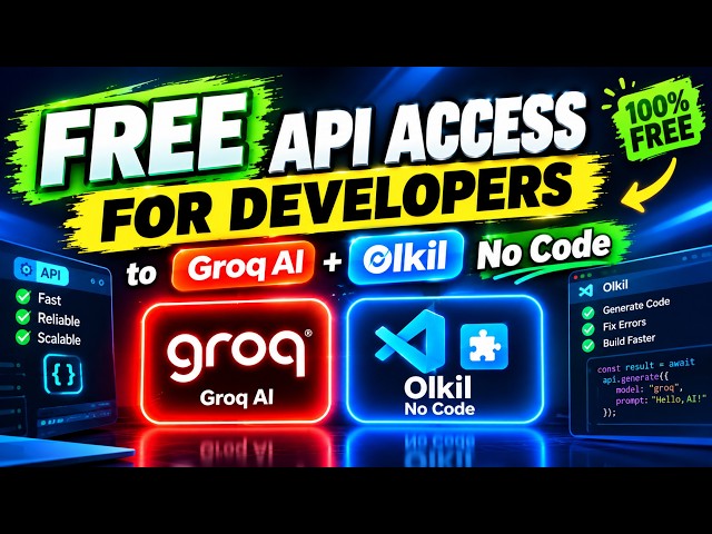 FREE API Access for developers to Groq AI + Olkil No Code