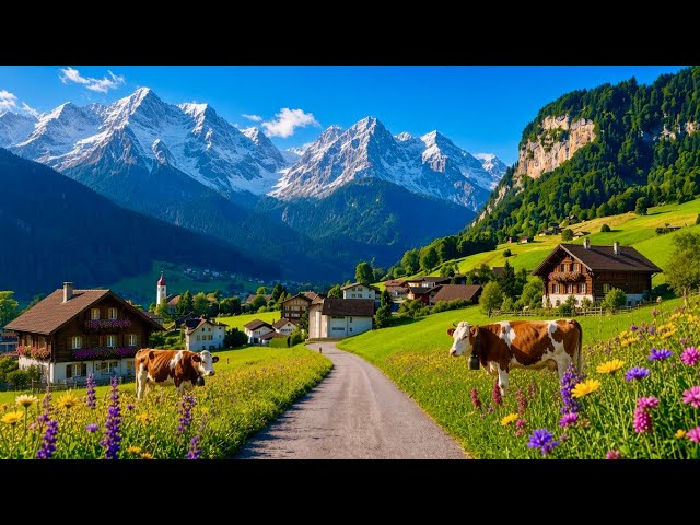 Swiss Alps Scenic Drive 4K | Relaxing Music for Peace & Calm