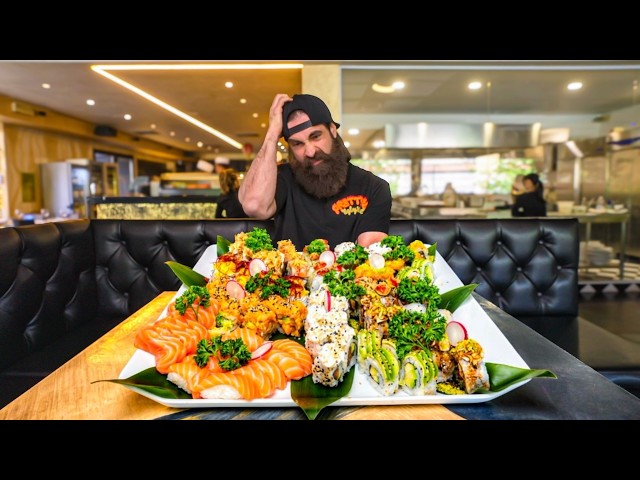 I ATTEMPTED ITALY'S UNBEATEN SUSHI CHALLENGE...GET €1 CASH FOR EVERY PIECE YOU EAT! | BeardMeatsFood