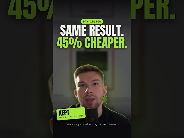 I planned in a chat that couldn't see my code. Same result, 45% cheaper · Day 15/100