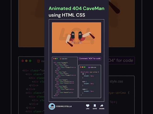 Animated 404 Page Not Found using HTML, CSS and JavaScript