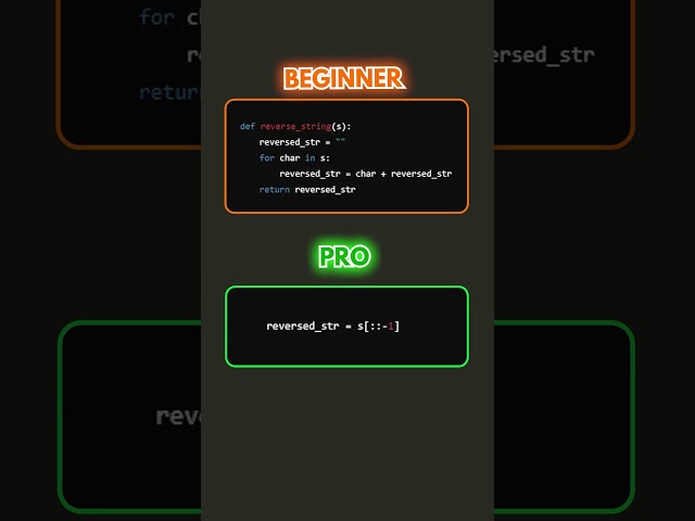 How a beginner vs a senior reverse a string in Python