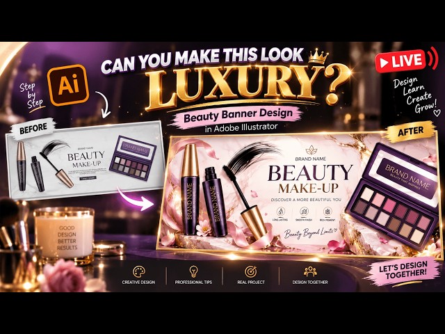 Luxury Beauty Banner Design in Adobe Illustrator. @Designsbymehru