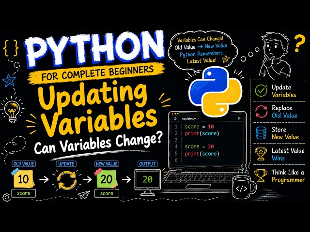 11. Updating Variables in Python | How to Change Variable Values | Python for Beginners