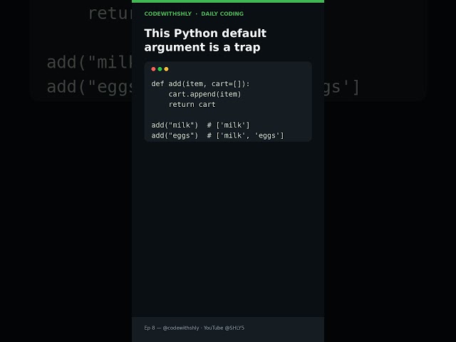 This Python default argument is a trap #Shorts