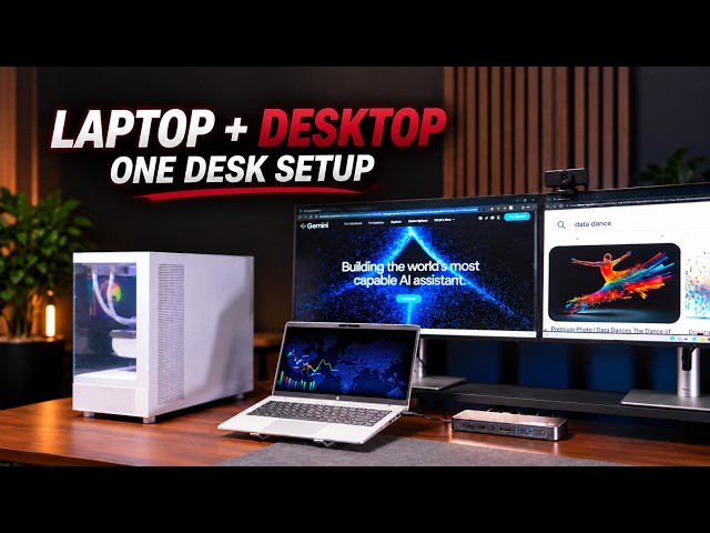 How to Share Two Monitors Between a Laptop and Desktop PC | iDock B12 Setup Guide