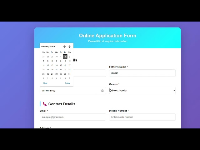 How to build a online Application form using HTML,CSS,JS #coding #programming
