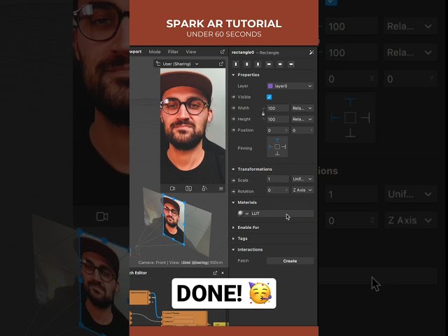 LUT FILTER - Under 60 seconds! | Spark AR Studio Shorts Tutorial