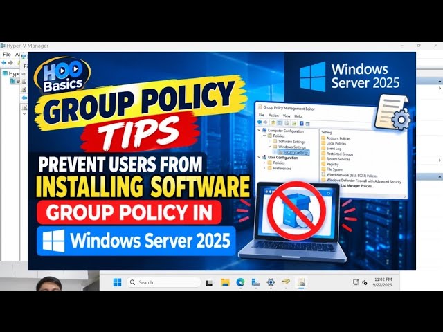 Prevent users from installing Software, Group Policy in Windows server 2025 #hoobasics