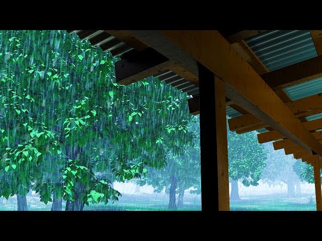 Rain Sounds on Tin Roof | Sleep, Study, Focus with Rainstorm White Noise | 10 Hours