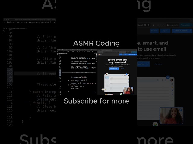 ASMR Automate Create Gmail Account Ep. 3  #selenium #asmrcoding #java