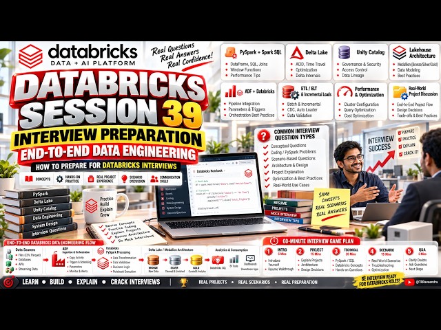 Databricks Session 39 : Databricks Interview Preparation 🚀 | End-to-End Data Engineering