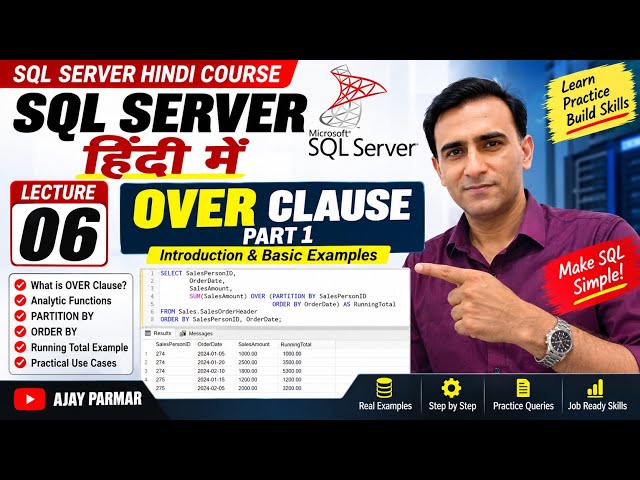 SQL Hindi Course | Lecture6 | OVER with PARTITION |