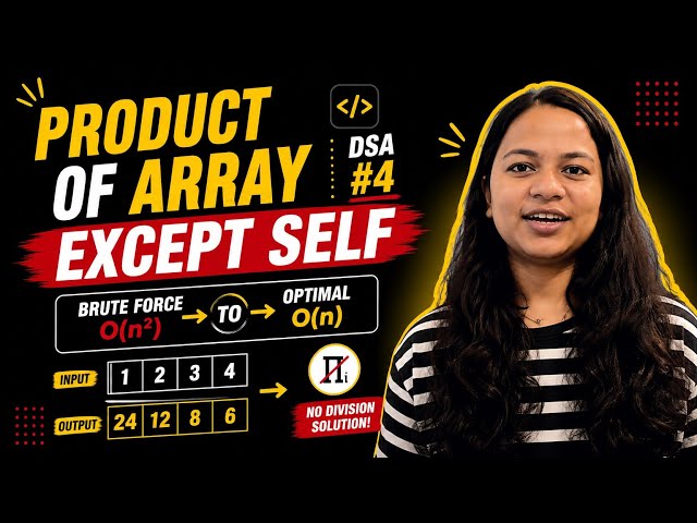 Lecture 5 | Product of Array Except Self in hindi | Brute Force to Optimal O(n)