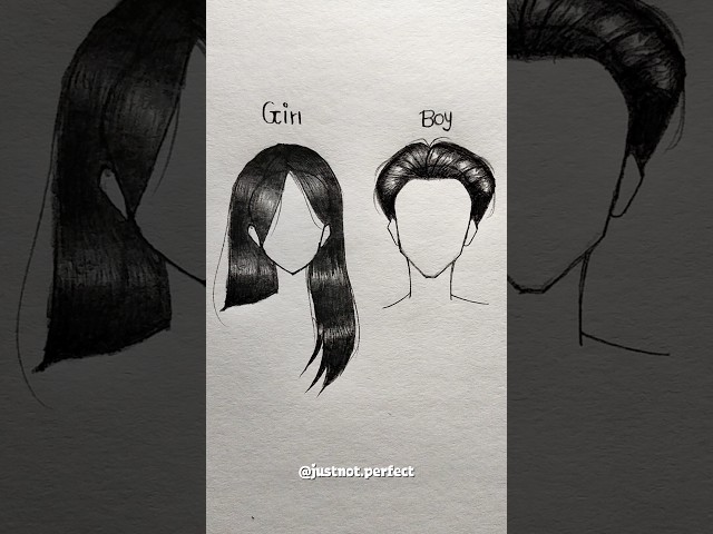 Drawing easy hair girl and boy ✨ #drawing #art #sketch #tutorial #howtodraw #shorts