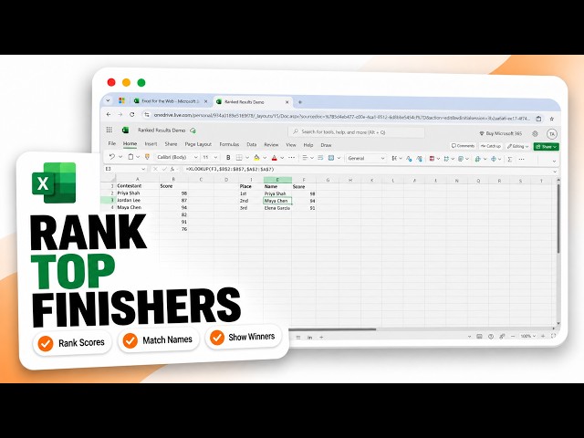 How to Find 1st, 2nd, and 3rd Place in Excel (Ranked Results Display)