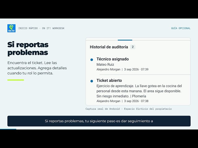 Inicio rápido: da seguimiento a tu reporte | On it! Workdesk
