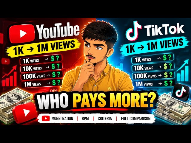 YouTube vs TikTok Earnings 2026 | How Much Money Does 1K, 10K, 100K & 1M Views Make?