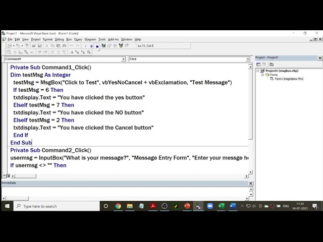Program to demonstrate Predefined Dialog Box in VB - Part-2