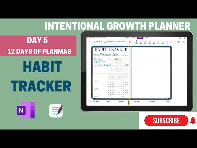 Habit Tracker Template | OneNote or GoodNotes Digital Planner/Bullet Journal: Day 5 of Planmas
