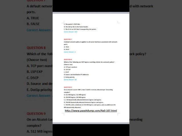 2017 Alcatel-Lucent Latest 4A0-107 Real Exam Practice Questions