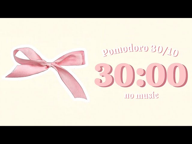 2-hour bows focus session🎀🩷|30/10 Pomodoro timer| no music😌🤍
