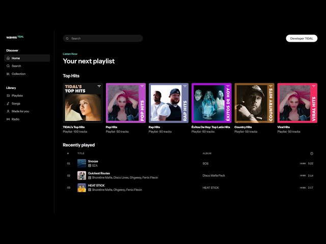 Music Player with Next.js, API Tidal and TailwindCSS