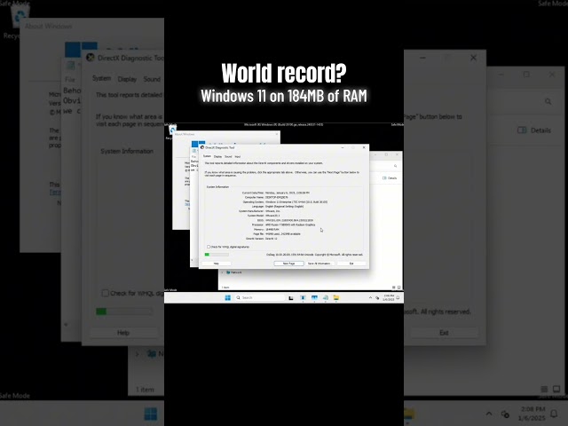 World Record? Windows 11 on 184MB RAM! 🏆 #shorts