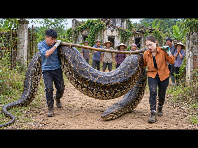 [TIMELAPSE] -- Catching a Giant Python After Farm Attack | Brave Hunters Carry Monster Snake Away