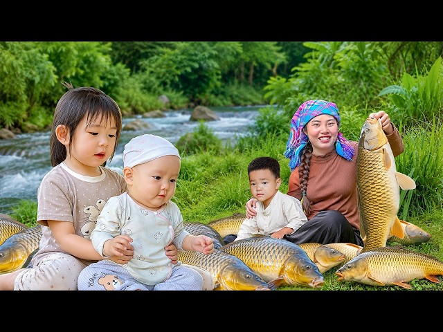 Defying the Rain for GIANT FISH! | Market Sales & Cooking Fried Eggs for Kids | Village Life